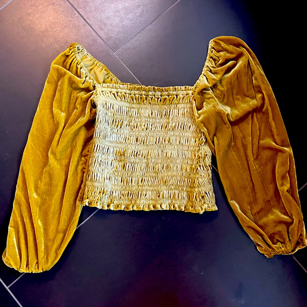Anthropology size S - rust yellow velvet top